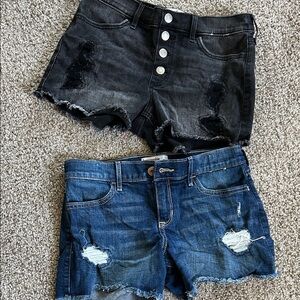 Abercrombie Kids Black and Blue Distressed Jean Shorts